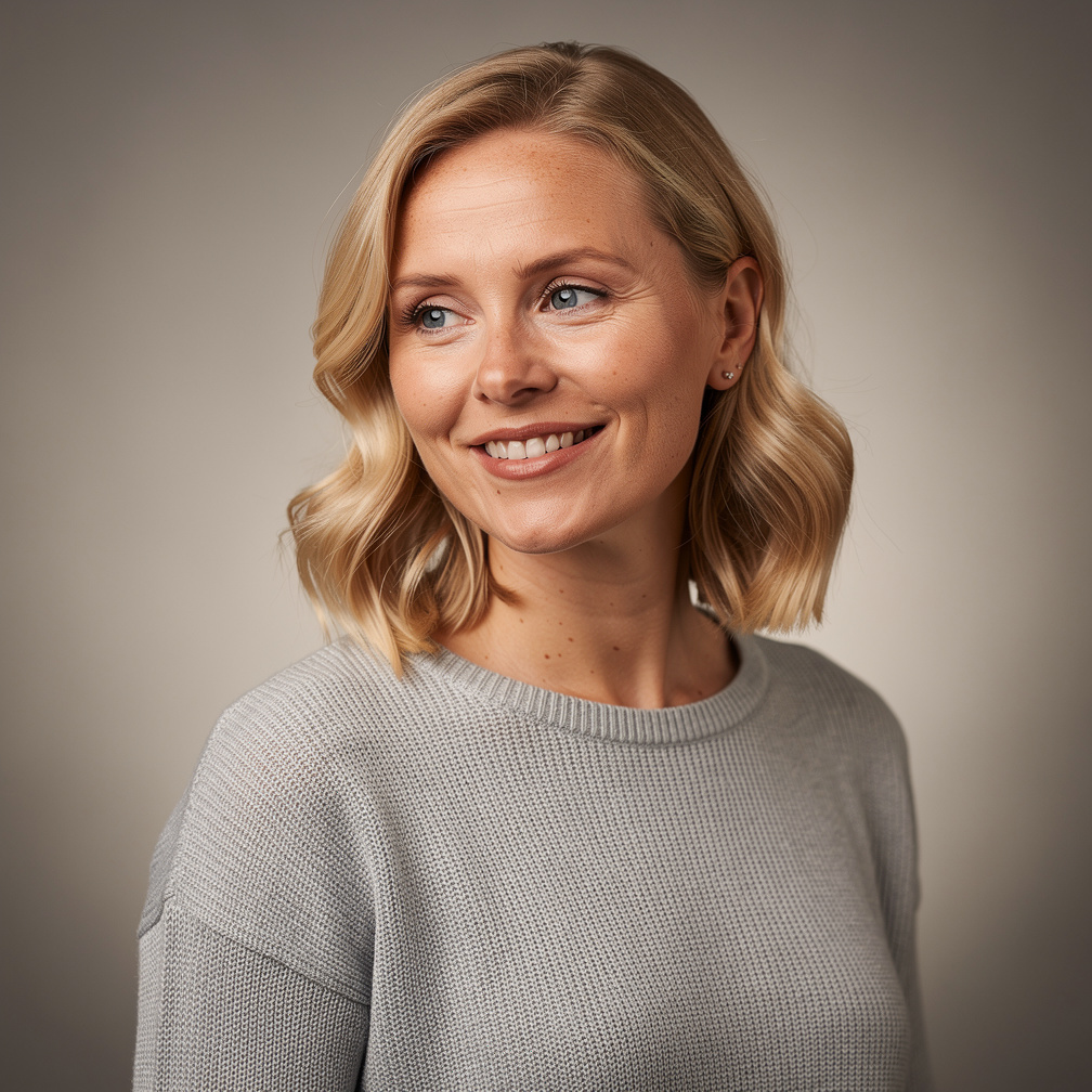 Studio portrait of a young Danish woman journalist