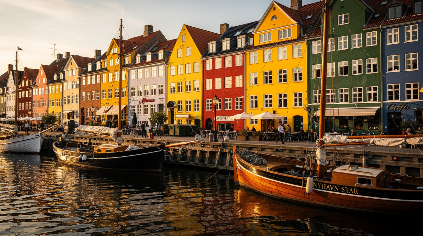 Colorful harbor houses in Nyhavn, Copenhagen, Denmark